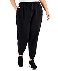 Plus Size Solid Fleece Jogger Pants, Created for Macy's