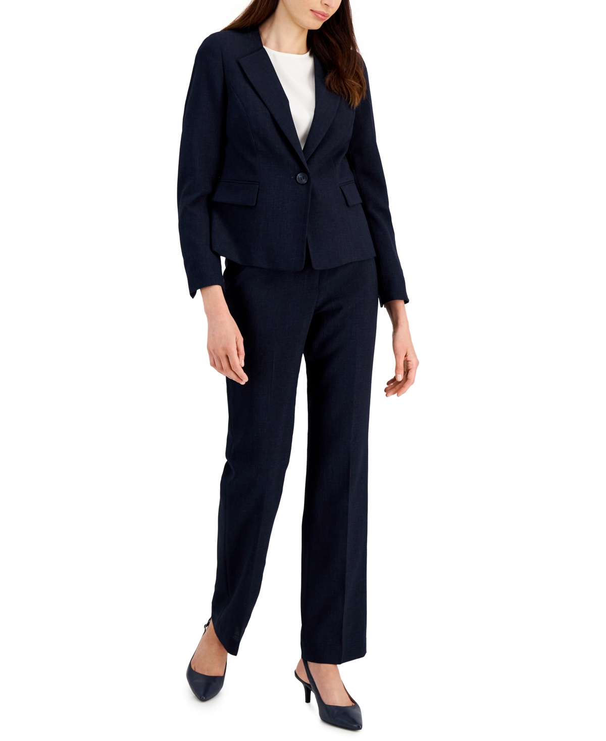 Le Suit Women's Kate One-button Straight-leg Pantsuit, Regular And ...