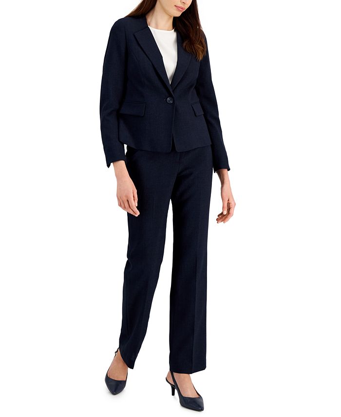 Le Suit Women's Kate One-Button Straight-Leg Pantsuit, Regular and ...