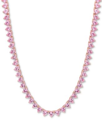 Macy s Lab Created Pink Sapphire Heart All Around 18 Collar Necklace 31 1 2 ct. t.w. in Rose Plated Sterling Silver Macy s