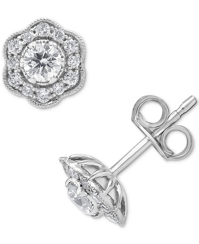 Diamond flower stud earrings clearance macys