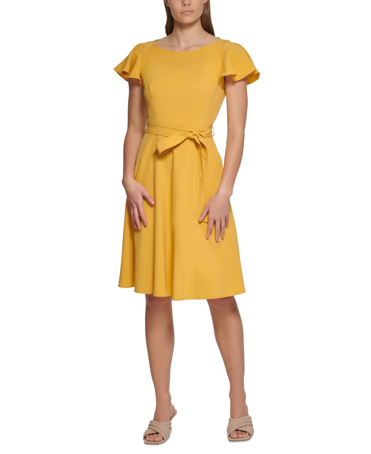white and yellow dress White and Yellow Floral Short Dress with Strappy Back main image 0