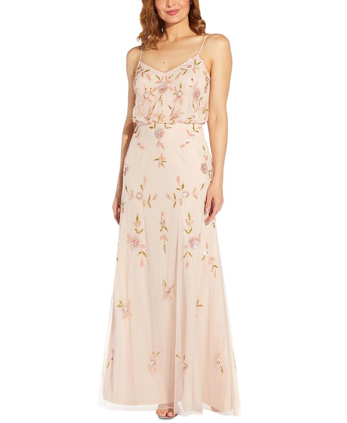 Adrianna papell floral 2025 beaded blouson gown