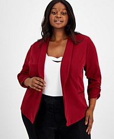 Knit-Crepe Ruched-Sleeve Blazer, XXS-4X, Created for Macy's