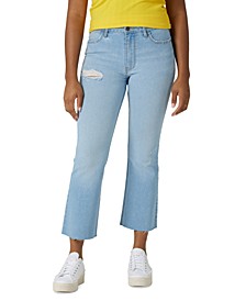 Women's Ripped Flared Ankle Jeans in Light Wash