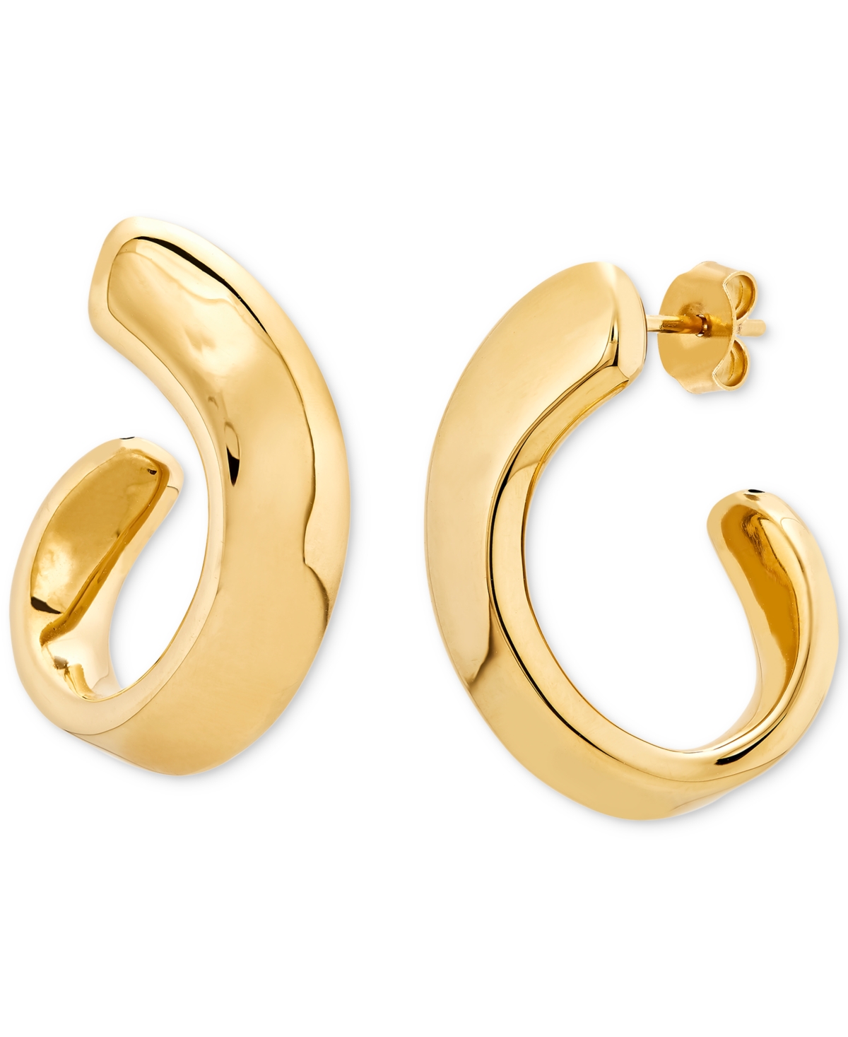 Macy's Polished Spiral Hoop Earrings In 14k Gold