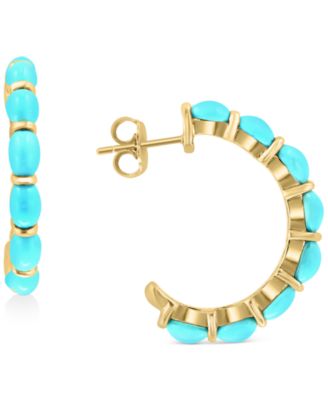 EFFY Collection - Turquoise Half Hoop Earrings in 14k Gold