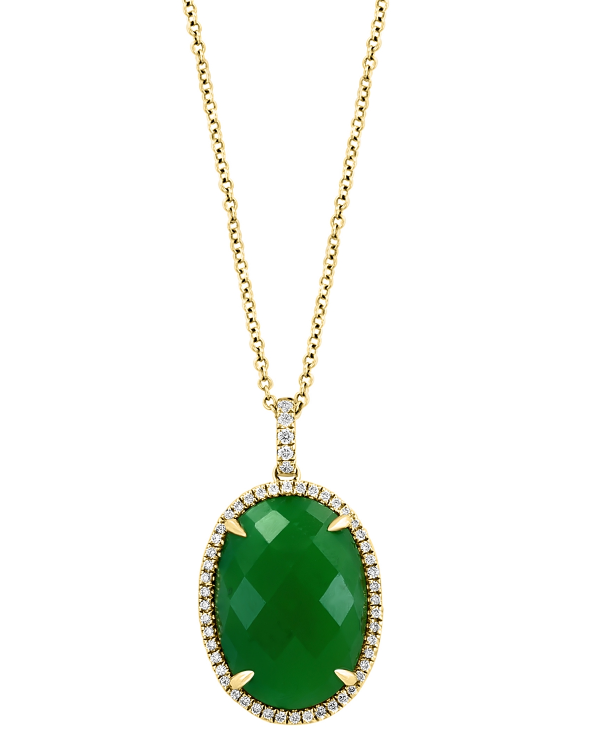 Effy Dyed Green Jade & Diamond (1/4 ct. t.w.) Oval Halo 18