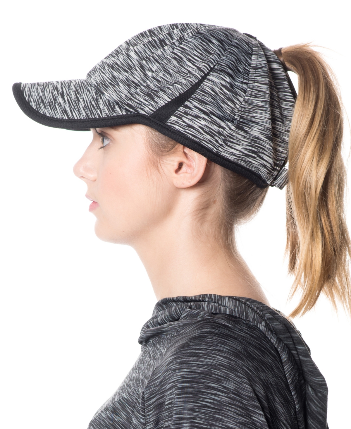 Shop Angela & William Women's Ponytail Messy Buns Yoga Ponycap With Zipper Opening In Gray