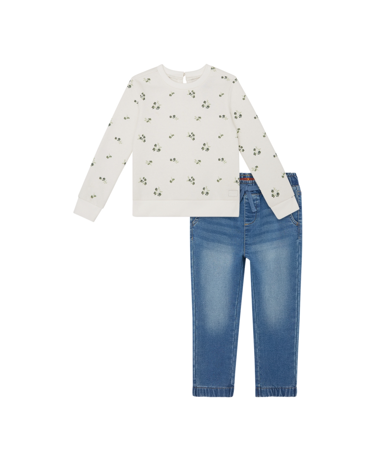 7 For All Mankind Toddler Girls Denim Jeans And Sweatshirt, 2-piece Set In Marshmallow
