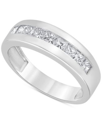 Macy's - Men's Diamond Princess-Cut Band (1 ct. t.w.) in 10k White, Yellow or Rose Gold
