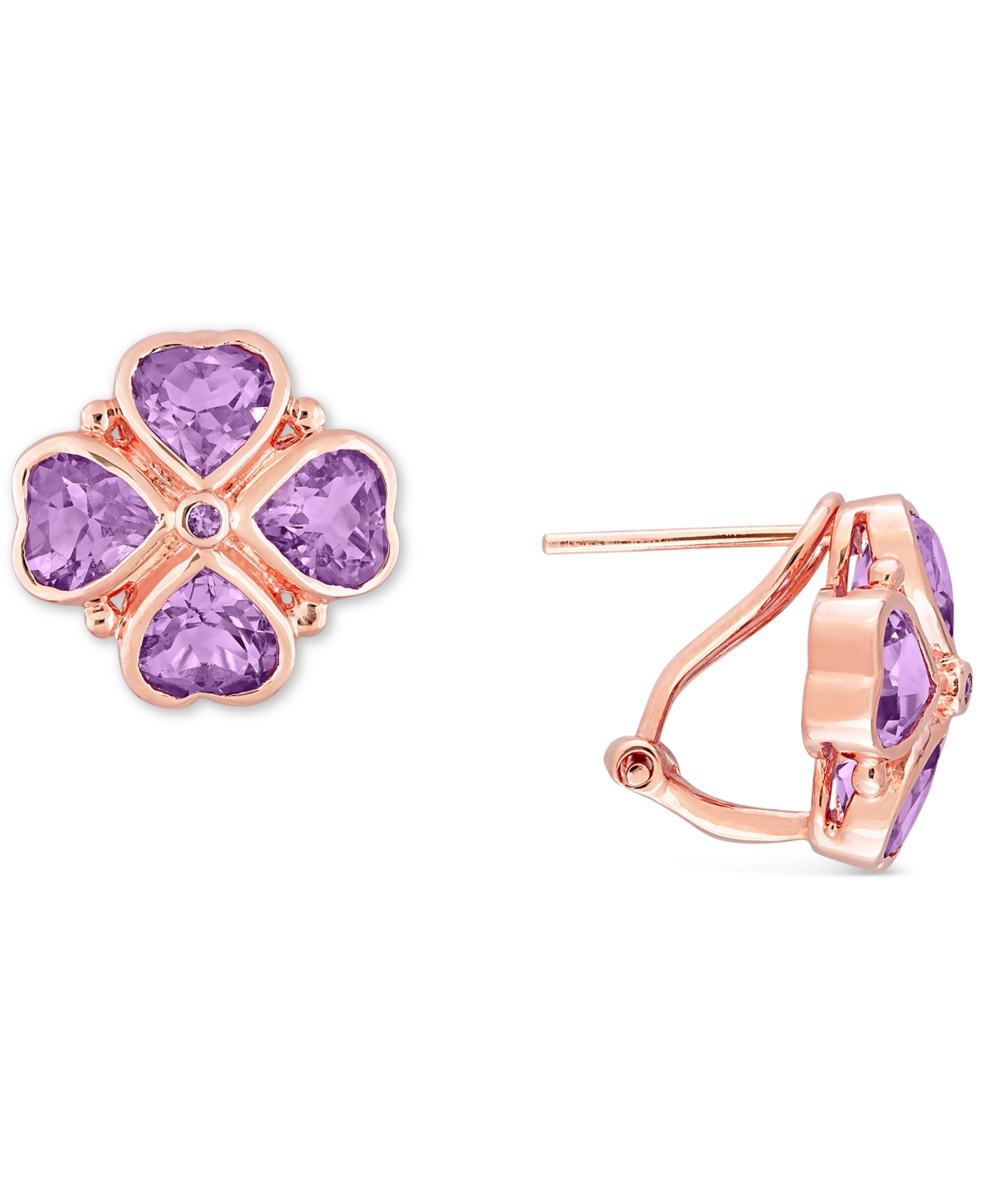 Blue Topaz Heart Flower Stud Earrings (4-2/5 ct. t.w.) Stud Earrings in Sterling Silver (Also  - Rose Quartz