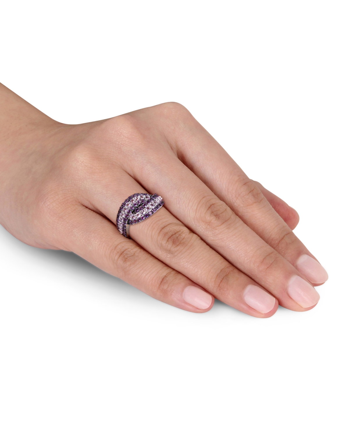 (4/5 ct. t.w.) & Rose De France (3/4 ct. t.w.) Swirl Ring in Sterling Silver (Also available in Garnet, Pink Sapphire & Blue Topaz) - Amethys