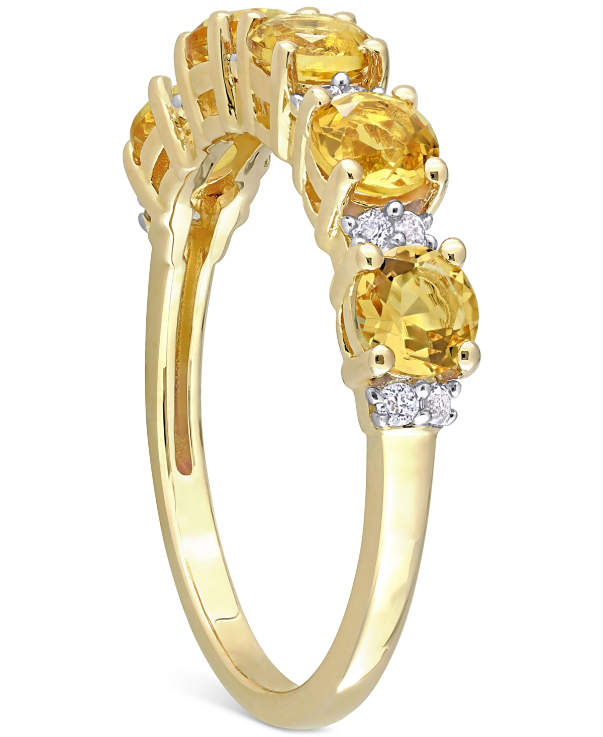 (1-2/5 ct. t.w.) & White Topaz (1/8 ct. t.w.) Ring in Gold-Plated Sterling Silver - Citrine