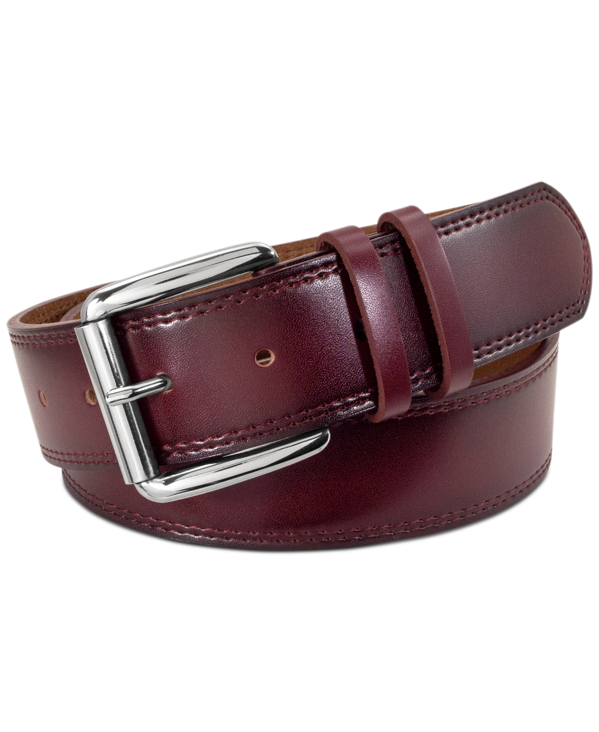 Men's Dylan Casual Leather Belt - Burgundy