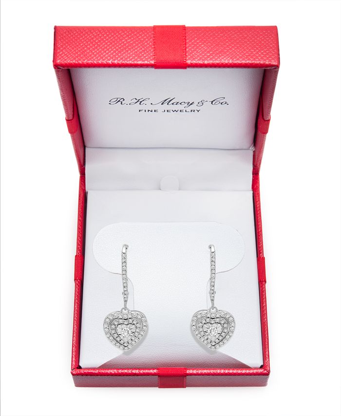 Macy's - Diamond Heart Drop Earrings (1/2 ct. t.w.)
