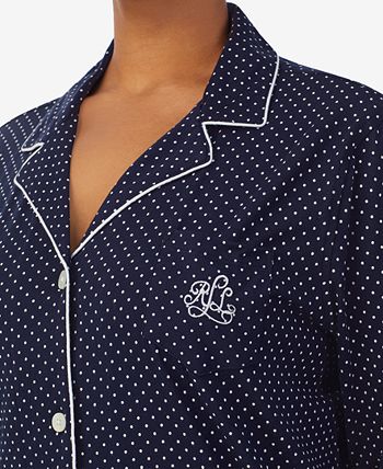 Lauren Ralph Lauren - Plus Size Button-Front Top and Pants Pajama Set