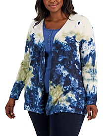 Plus Size Tie-Dyed Cardigan Sweater, Created for Macy's