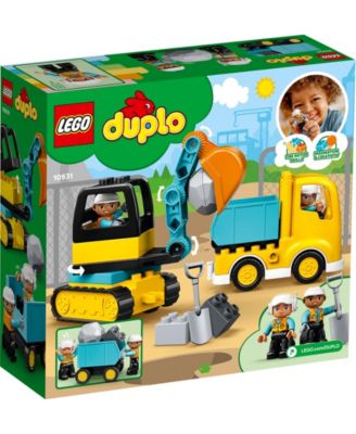Duplo 10931 Truck & Tracked Excavator Toy Building Set with Construction Worker Minifigures