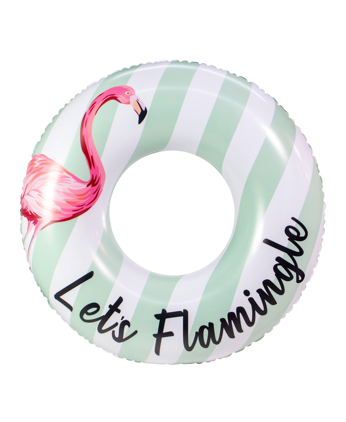 Large 'Let'S Flamingle' Pool Tube, 42" - Green Stripes