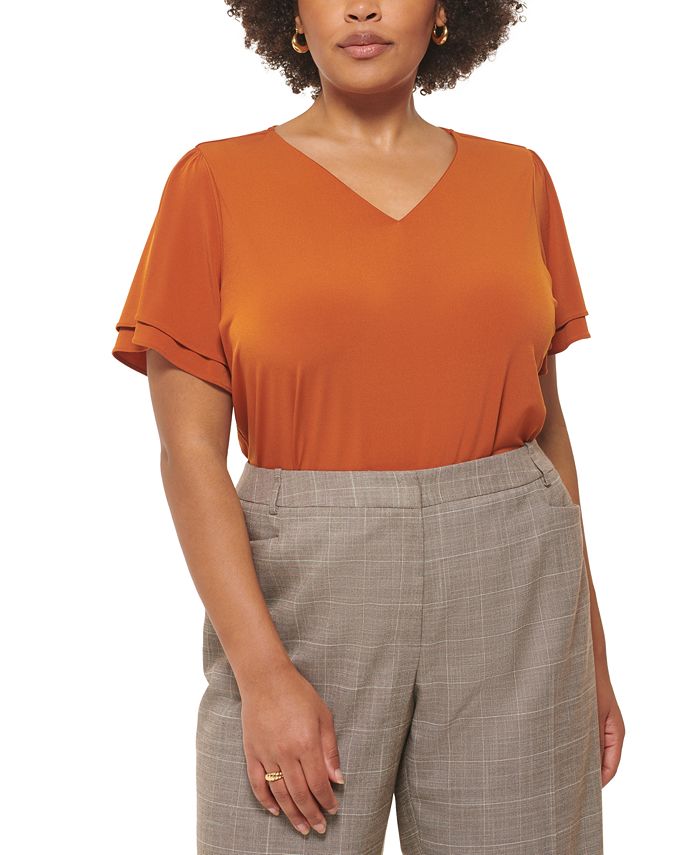 Calvin klein flutter sleeve 2025 top