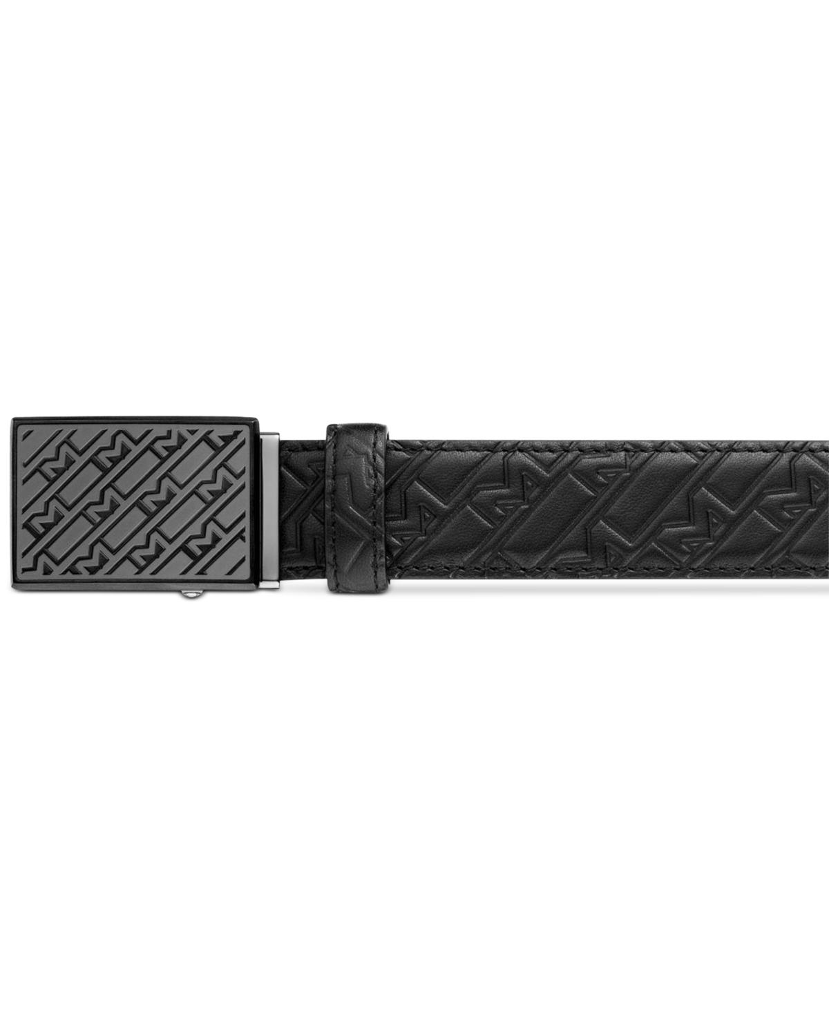 Montblanc Logo Embossed Leather Belt In Black