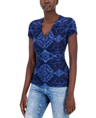 INC International Concepts - Women's Printed Ribbed V-Neck Top