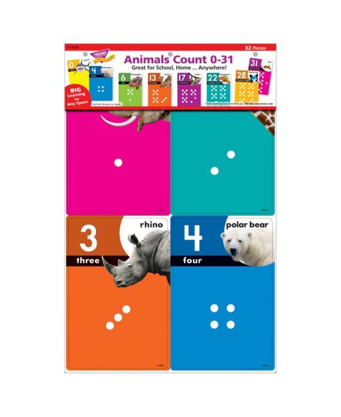 Детские игрушки Trend Enterprises Animals Count 0-31 32-Piece Counting Card Set, Ages 4+