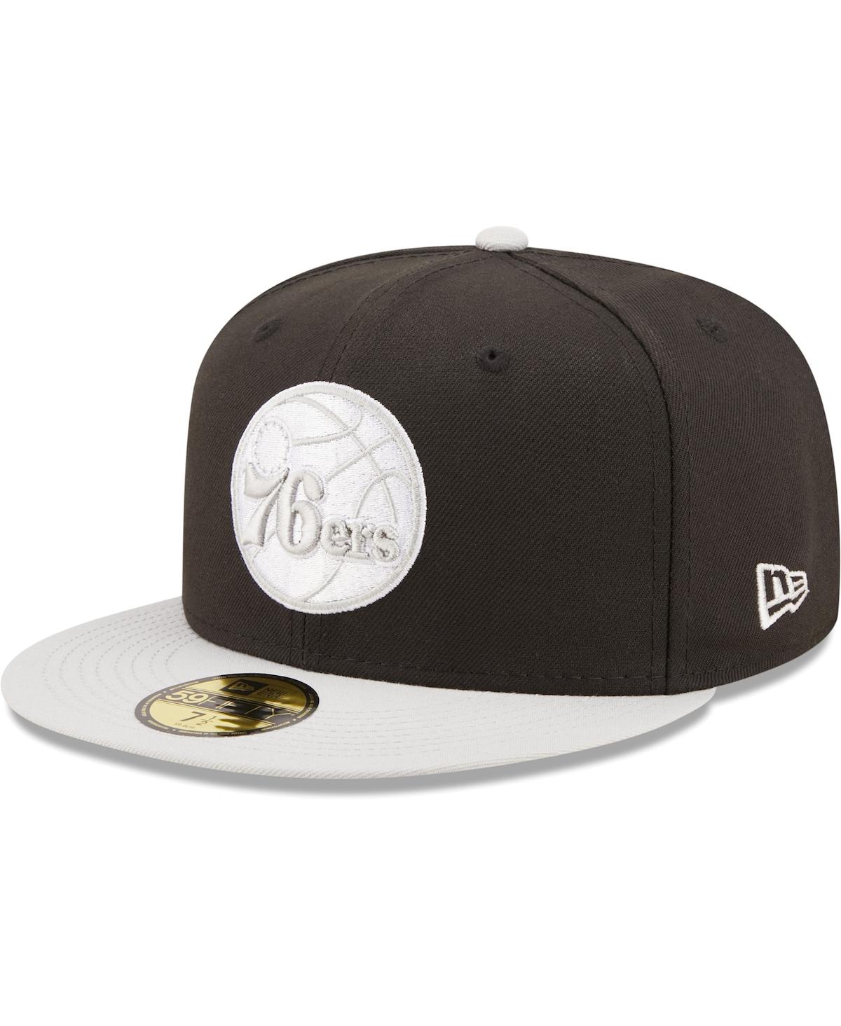 Shop New Era Men's  Black And Gray Philadelphia 76ers Two-tone Color Pack 59fifty Fitted Hat In Black,gray
