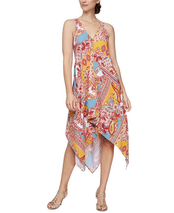 SL Fashions Women's Handkerchief-Hem Midi Dress - Macy's