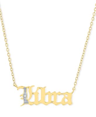 Diamond Accent Zodiac Name 18" Pendant Necklace in Sterling Silver or 14k Gold-Plated Sterling Silver