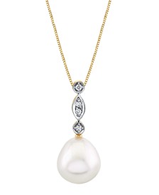 Cultured Tahitian Pearl (10mm) & Diamond Accent 18" Pendant Necklace in 14k White Gold (Also in Cultured Freshwater Pearl & Cultured Golden South Sea Pearl)
