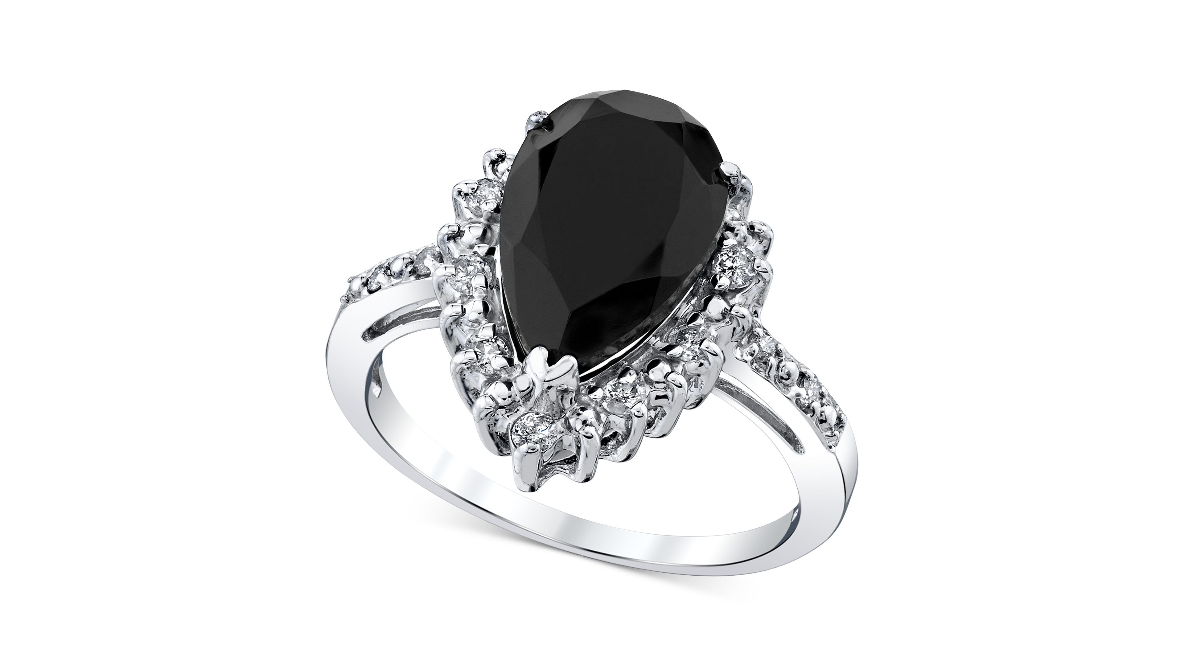 Onyx & Diamond (1/4 ct. t.w.) Halo Ring in Sterling Silver