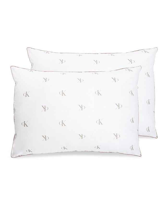 Calvin Klein Monogram Logo Medium Support 2-Pack Pillows, Standard/Queen &  Reviews - Pillows - Bed & Bath - Macy's