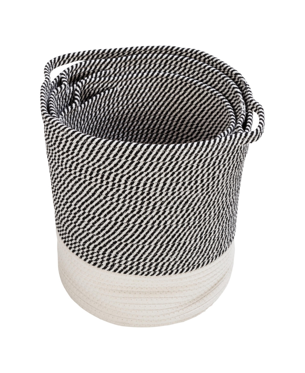 Shop Honey Can Do Storage Organization Two-tone Cotton Rope Baskets, Set Of 3 In Gray