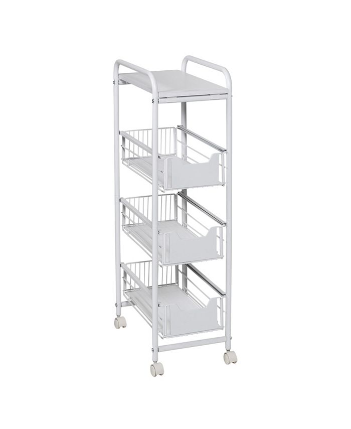 Honey Can Do 4 Tier Slim Rolling Cart with Drawers Macy's