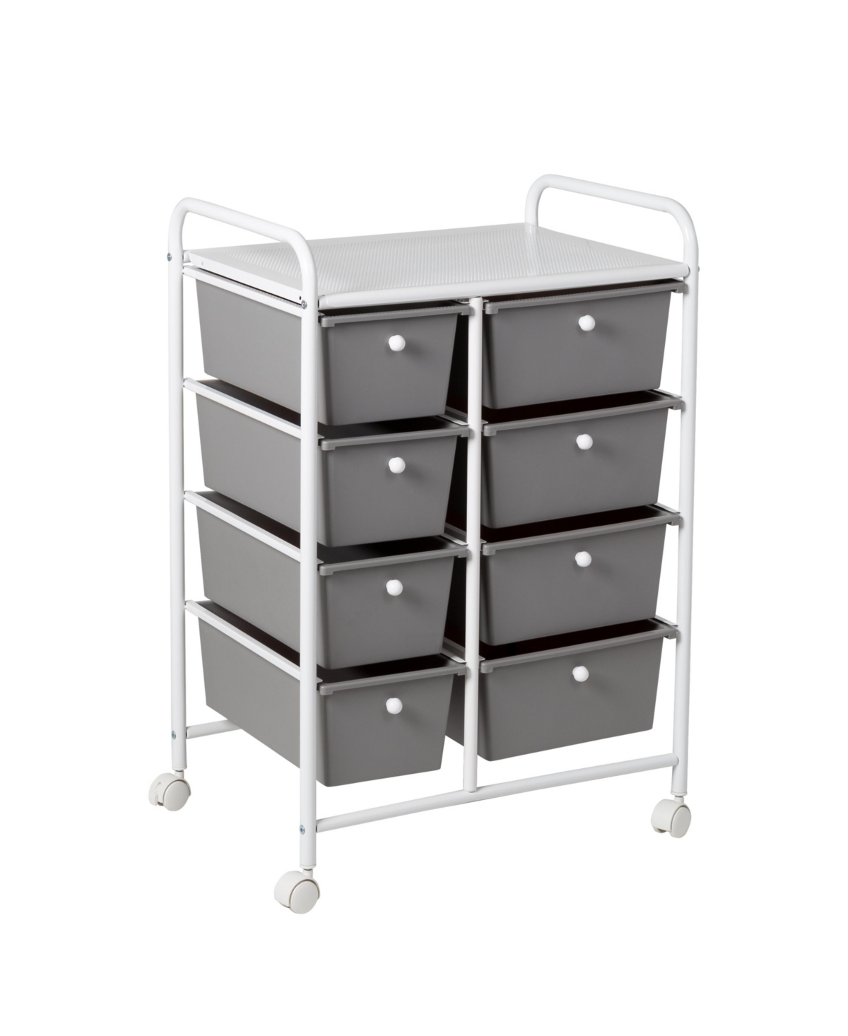 Honey Can Do Metal Rolling Cart With 8 Plastic Storage Drawers In White