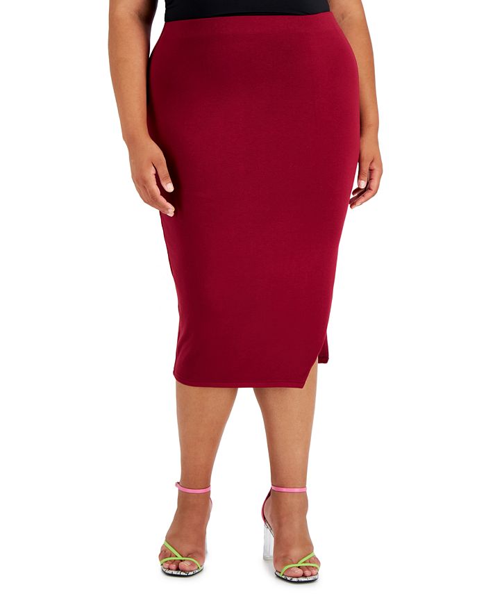 Bar III Trendy Plus Size Midi Skirt, Created for Macy's Macy's