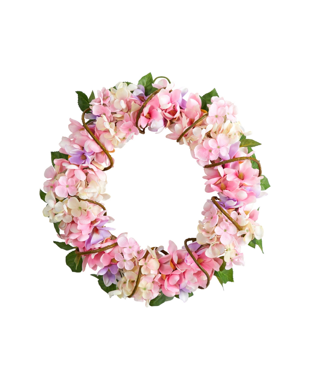 Nearly Natural Hydrangea Artificial Wreath, 16" In Pink
