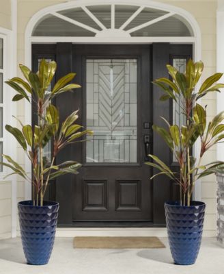 Oversized Faux Ceramic Textured Tall Pot Planter, Set of 2