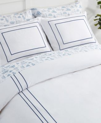 Alden White Embroidered 3-Piece Duvet Cover Set, Full/Queen