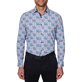 Society of Threads Men's Slim-Fit Floral Performance Dress Shirt