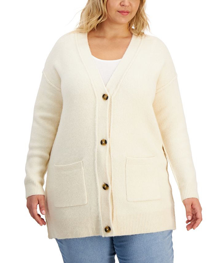 Style & Co Plus Size Exposed Seam Tunic Cardigan, Created for Macy's