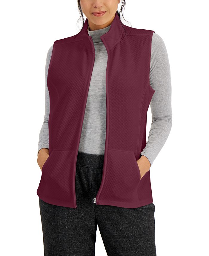 Karen Scott Women\'s Quilted Fleece Vest, Created for Macy\'s - Macy\'s