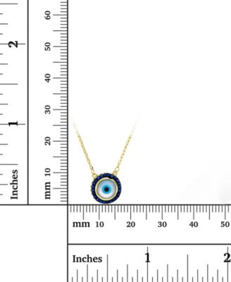 Cubic Zirconia & Enamel Evil Eye Halo Pendant Necklace in 14k Gold-Plated Sterling Silver, 16" + 1" extender