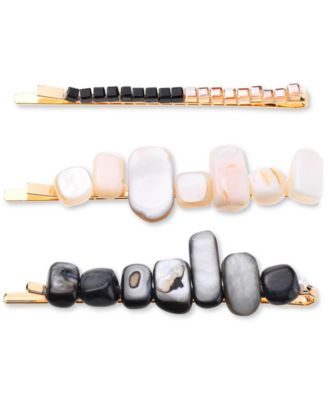 Photo 1 of INC International Concepts 3-Pc. Set Gold-Tone Beaded Stone Hair Clips