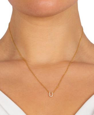 Giani Bernini Cubic Zirconia Horseshoe Pendant Necklace in 18k Gold-Plated Sterling Silver, 16" + 2" extender, Created for Macy's
