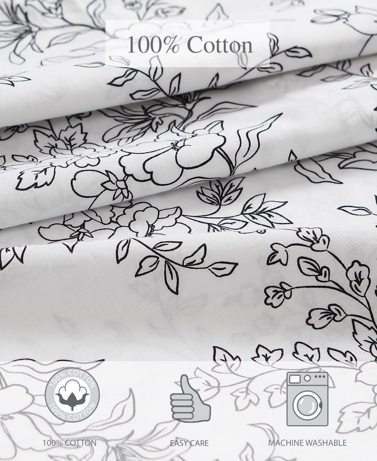 Shop Stone Cottage 4 Piece Hawley Floral Cotton Percale Sheet Set, King In White,black