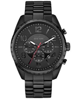 Caravelle New York - Men's Chronograph Black-Tone Stainless Steel Bracelet Watch 44mm 45B122