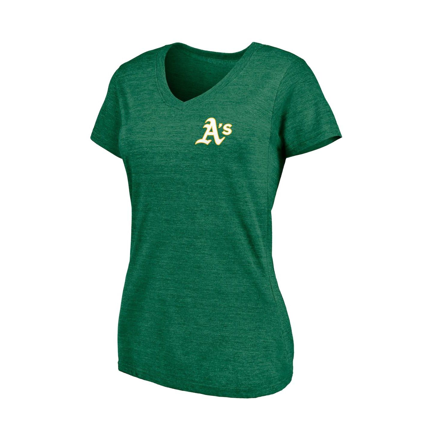 Женская футболка Fanatics Green Oakland Athletics Paisley Hometown Collection Tri-Blend V-Neck — фото 2